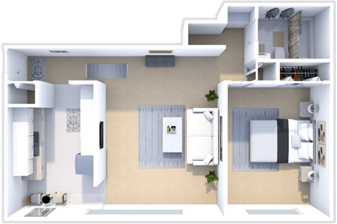 one bed one bath floor plan at castle pointe