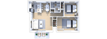 two bed one bath apartment at castle pointe