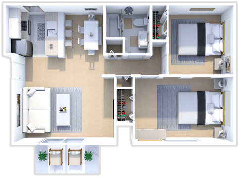 two bed one bath apartment at castle pointe