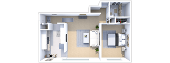 one bed one bath floor plan at castle pointe