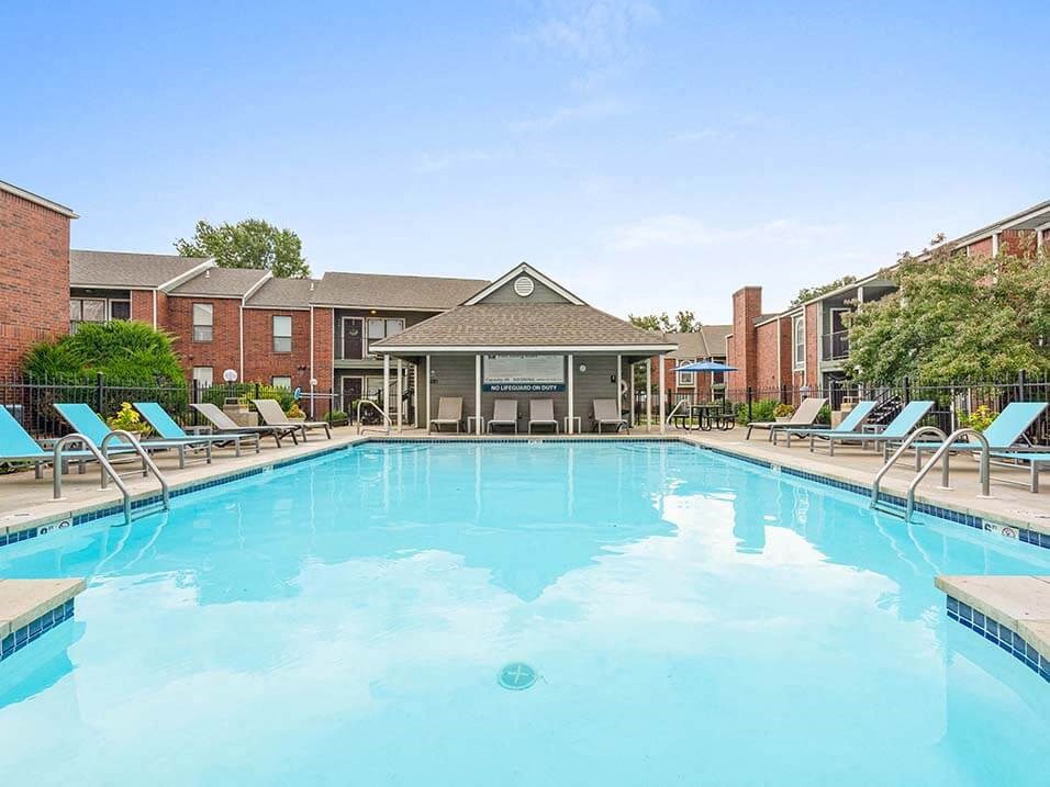 the swimming pool at the apartments for rent