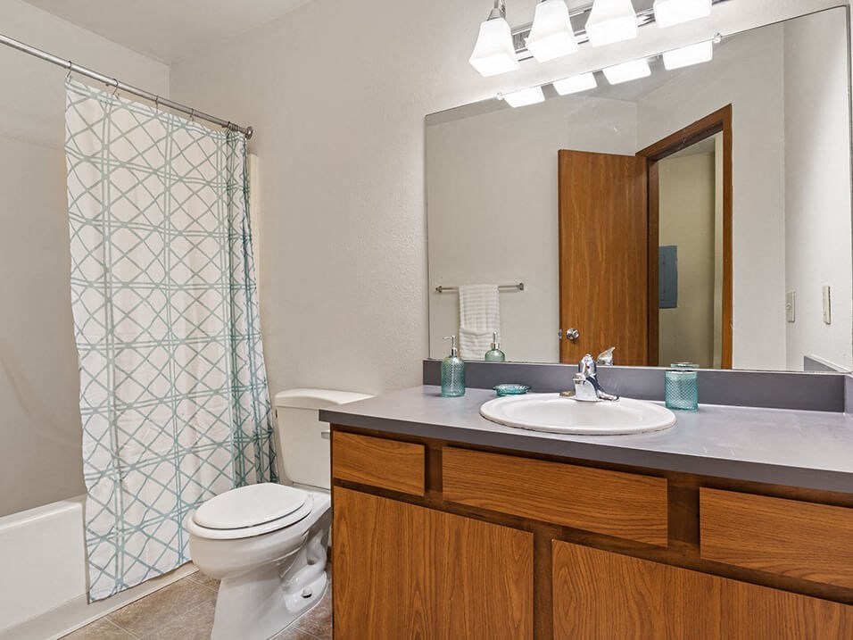 bathroom with a shower, toilet and sink