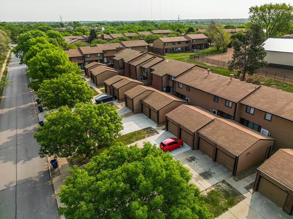 arial view of a housing complex in Omaha