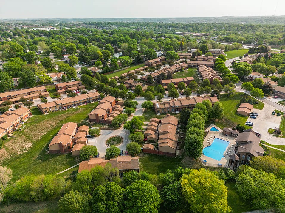 arial view of the apartment complex
