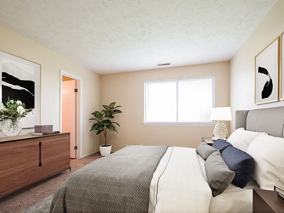 3 bedroom apartment with a large bed