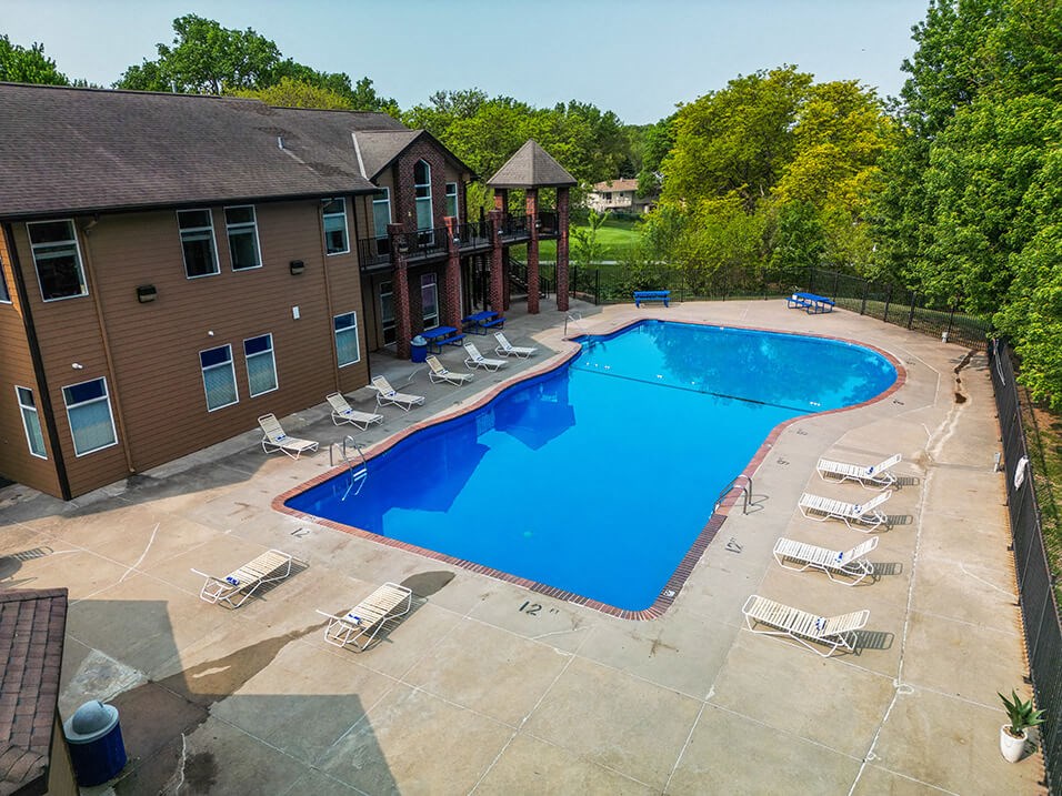 large swimming pool at an apartment complex