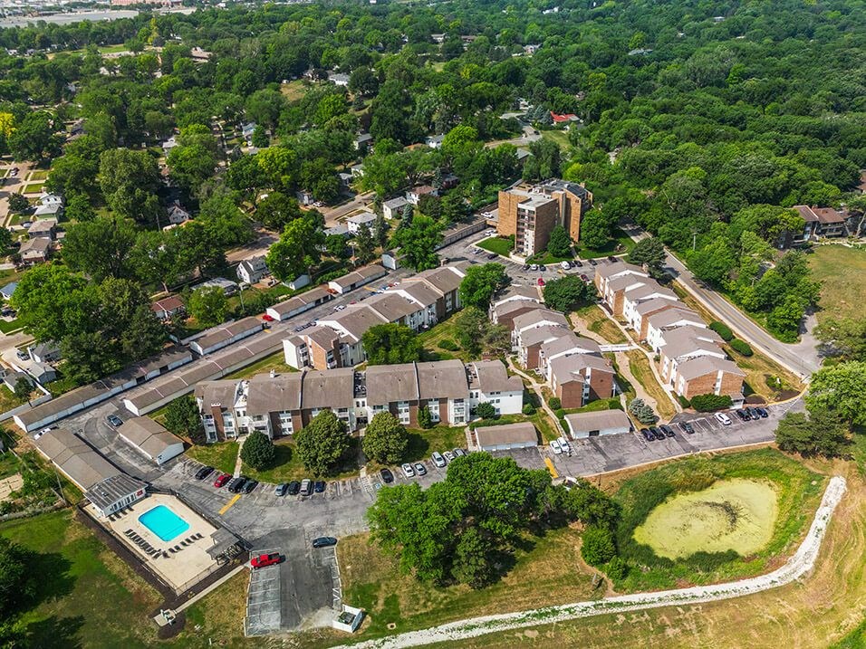 apartment neighborhood with off street parking