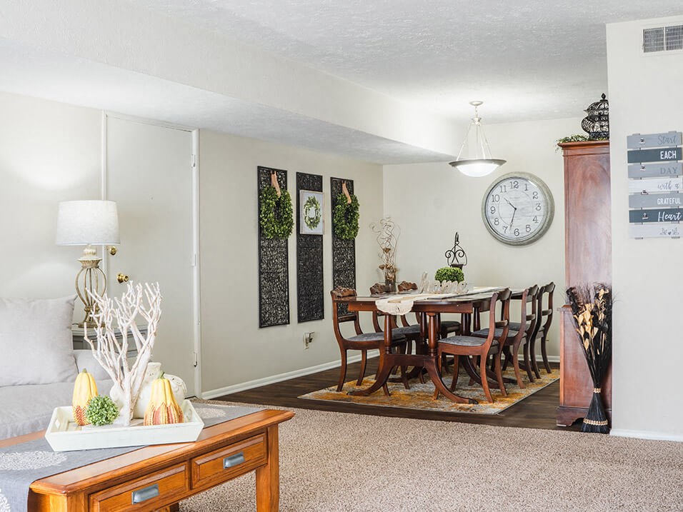 dining room and living area
