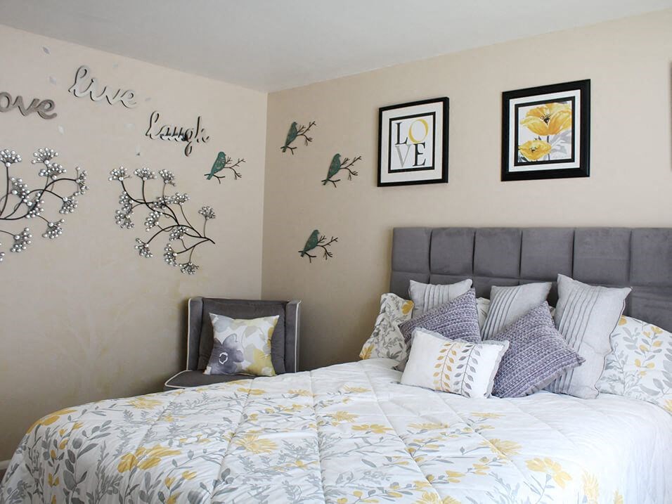 apartment bedroom with a bed