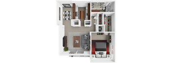 1 bed 1 bath Juniper floor plan at Eastgate Apartments
