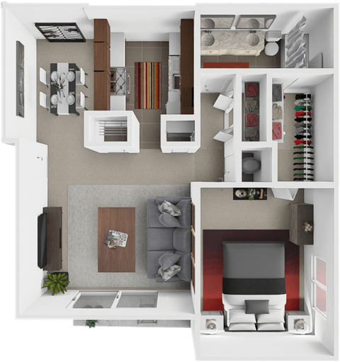 1 bed 1 bath Juniper floor plan at Eastgate Apartments