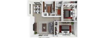2 bed 1 bath Willow floor plan at Eastgate Apartments