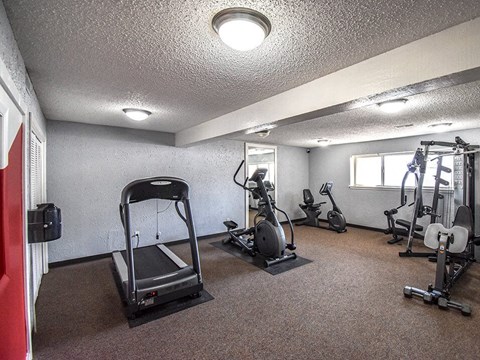 the gym in our apartments is equipped with cardio machines and weights