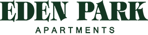 The image shows the text "Reden Park Apartments" in green on a black background.