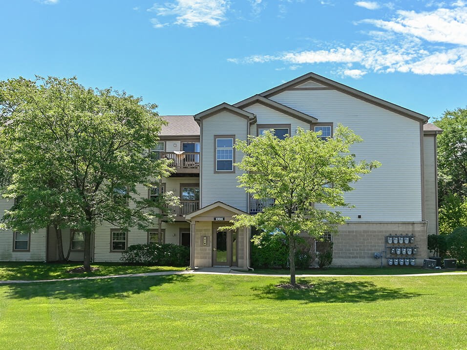 apartment community with shade trees