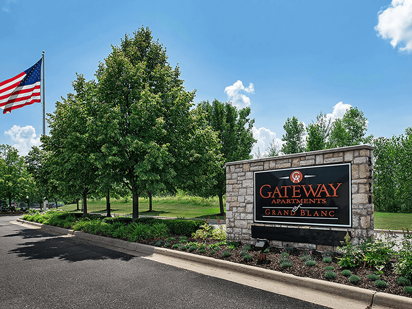 Welcome sign at Gateway of Grand Blanc Apartments - Photo Gallery