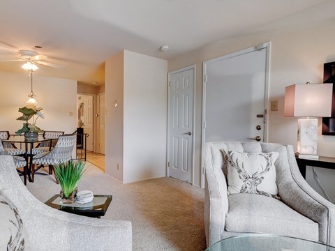 connected living and dining area at Villages at general grant apartments
