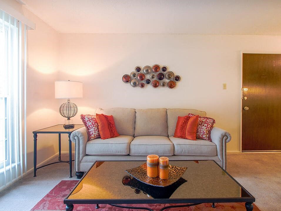 living room at greenmar apartments