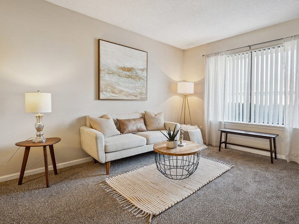 living room with big window