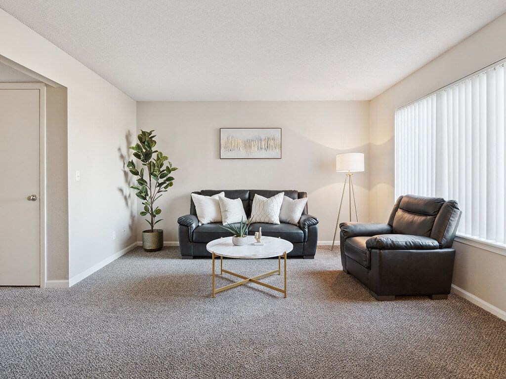 living room with two couches and a coffee table