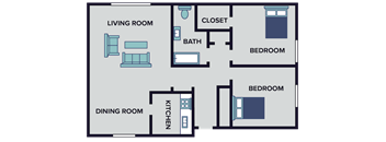two bed one bath floor plan at huntley ridge clarksville