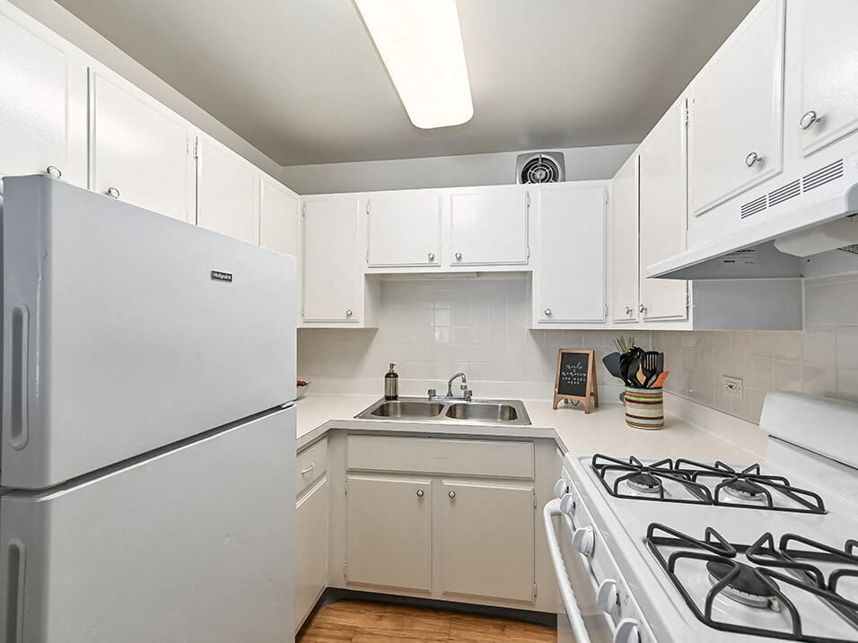 apartment kitchen with gas range