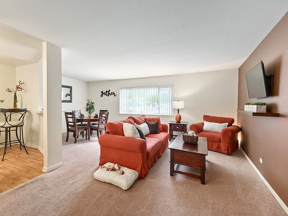 spacious living room in apartment