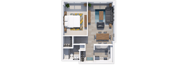 one bed floor plan at icon apartments