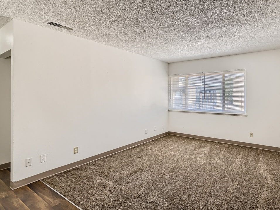 carpeted living room at mesa gardens apartments