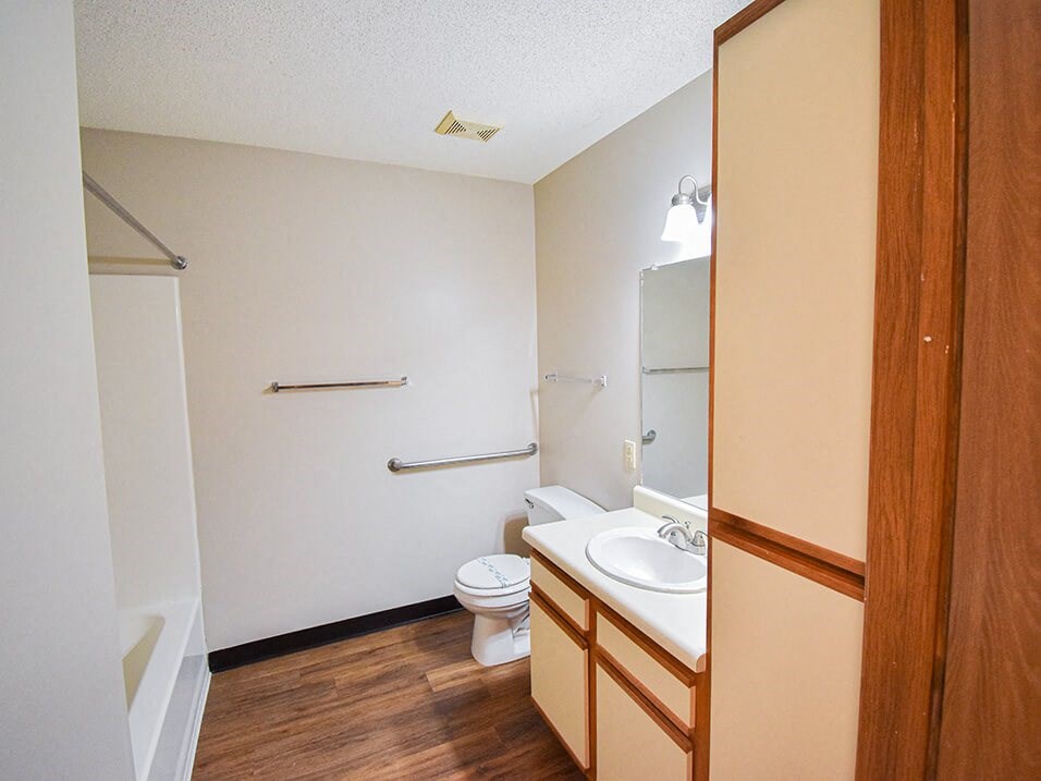 bathroom with lots of storage space