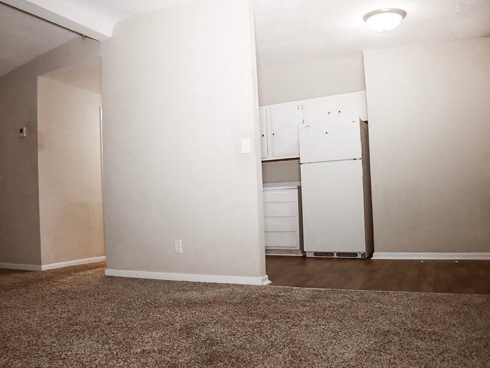 connected living and kitchen area at northwind apartments