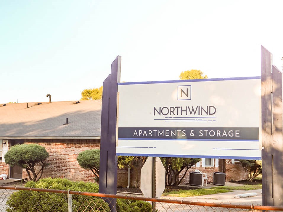 Sign outside northwind apartments and storage 