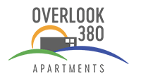 The image is a logo for Overlook 380 Apartments.