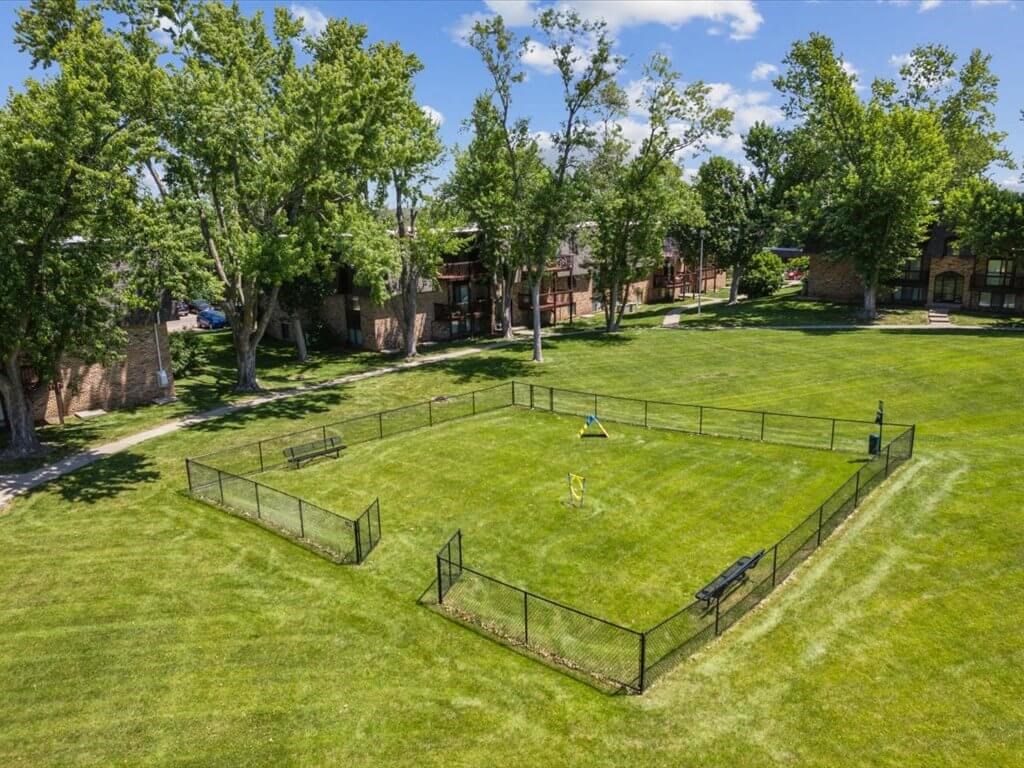 dog park with fence at apartment complex