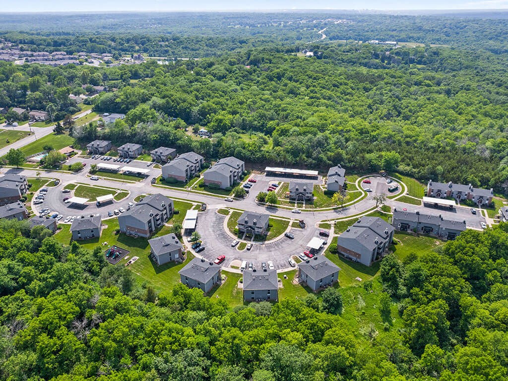 an aerial view of Prairie Walk Apartment Homes