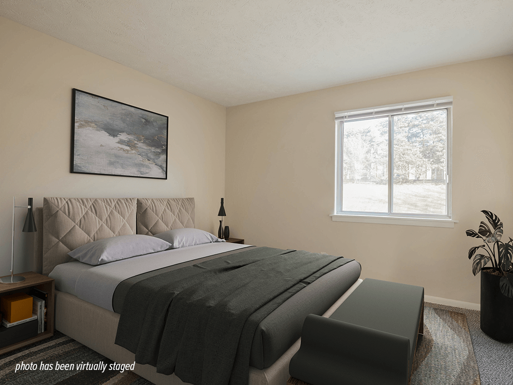 apartment bedroom with big window