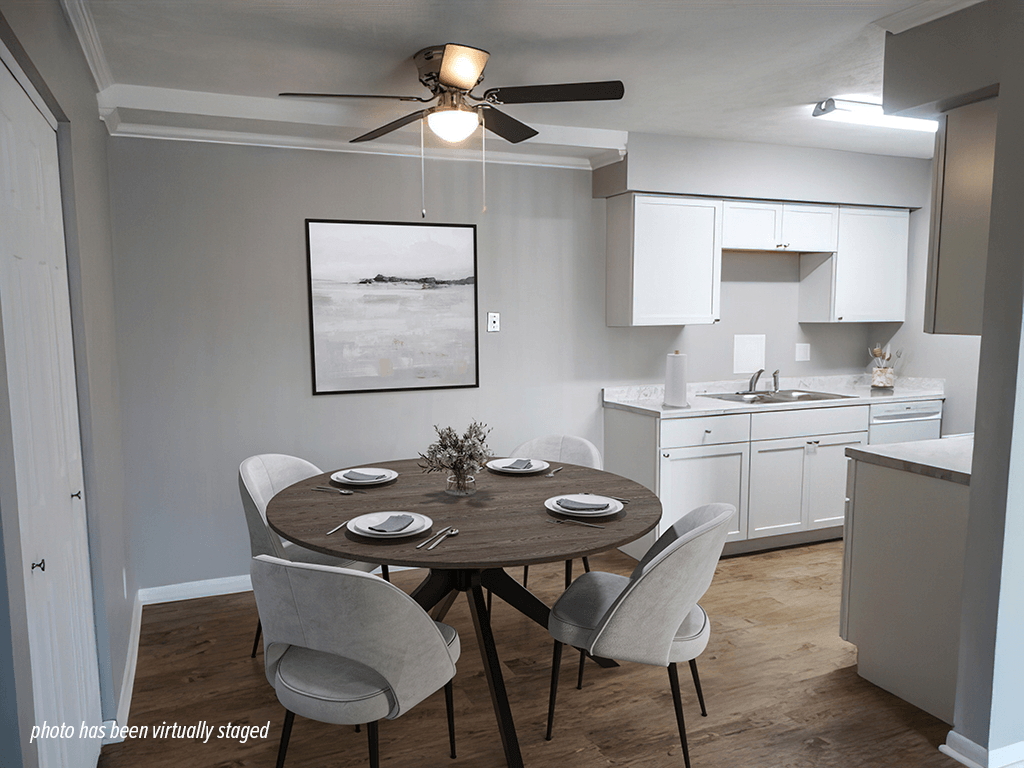 dining room and kitchen in apartment
