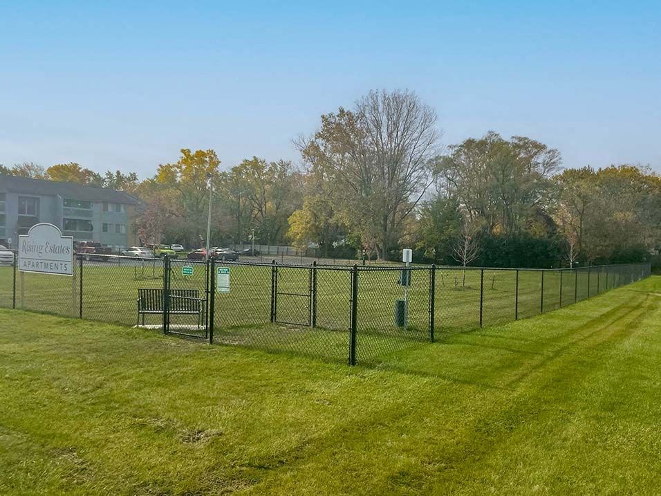 dog park at rising estates apartments