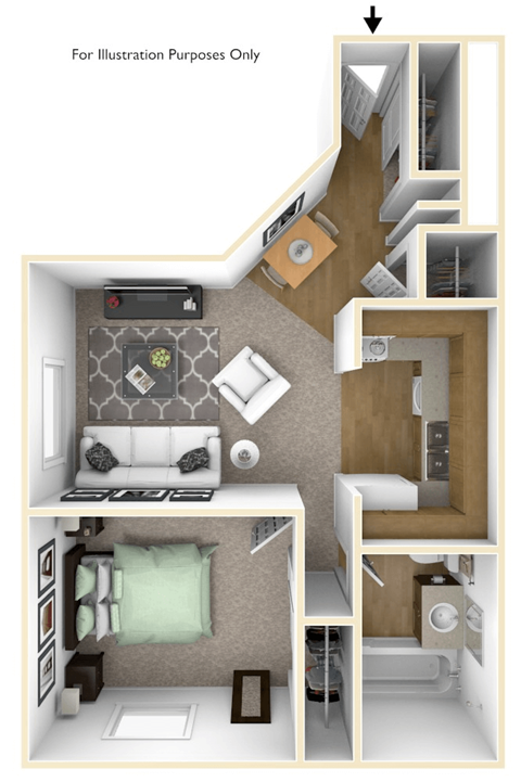 rivers edge one bedroom apt floor plan