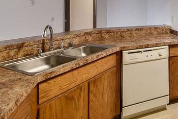 kitchen with dishwashers at river's edge apartments