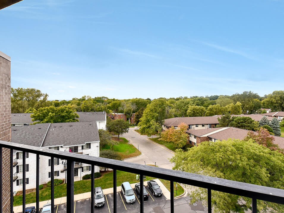 Balcony with a view at rivers edge apartments