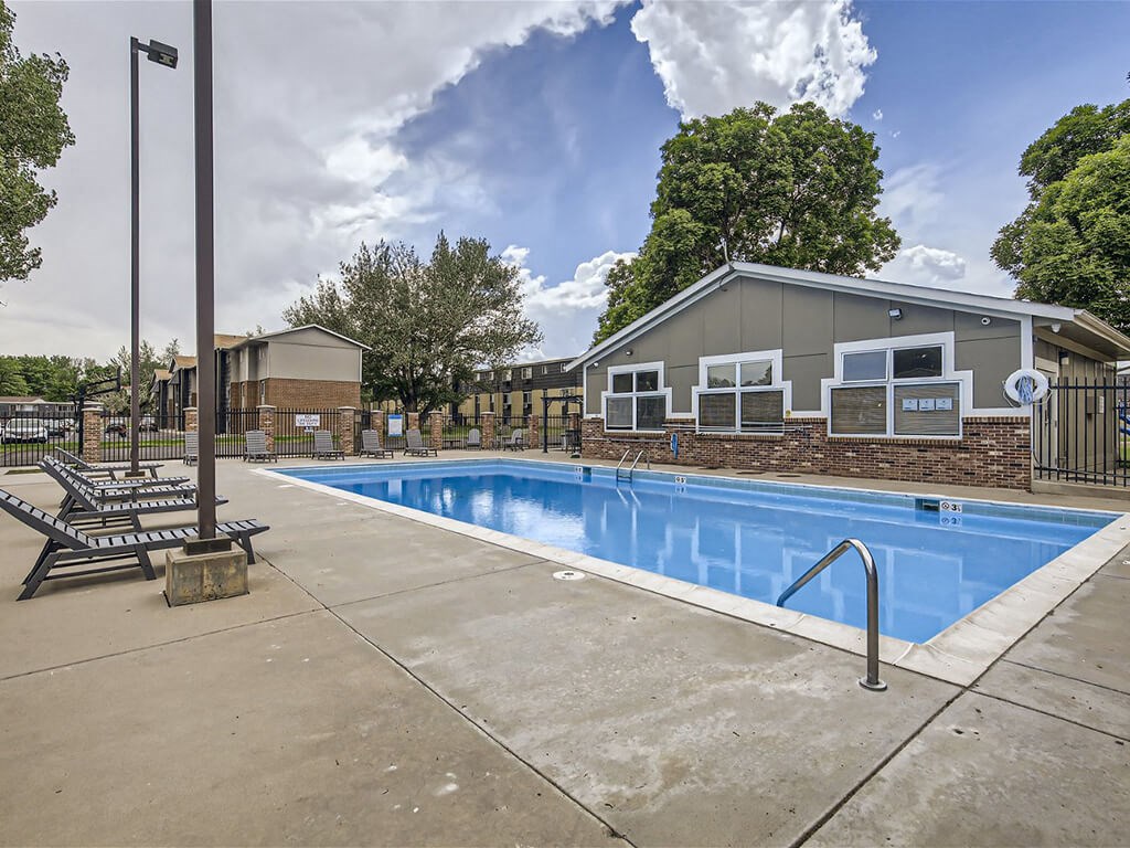 apartment complex with swimming pool