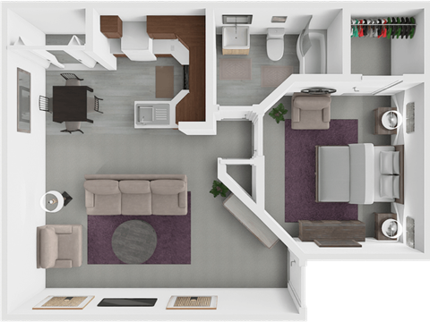 1 bed 1 bath floor plan at rosewood apartments
