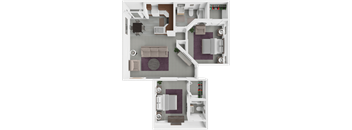 2 bed 2 bath floor plan at rosewood apartments