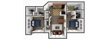 two bedroom two bathroom floor plan at river ranch apartments