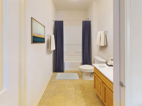 apartment bathroom at River Ranch Apartments