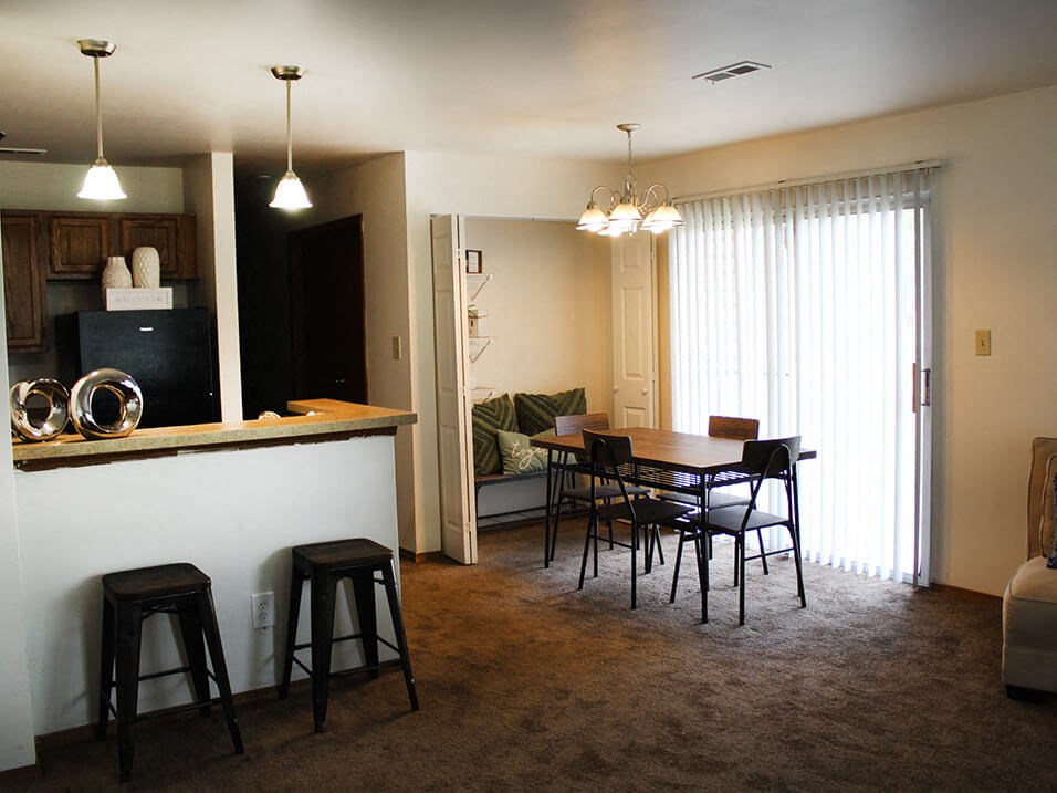 living room with balcony