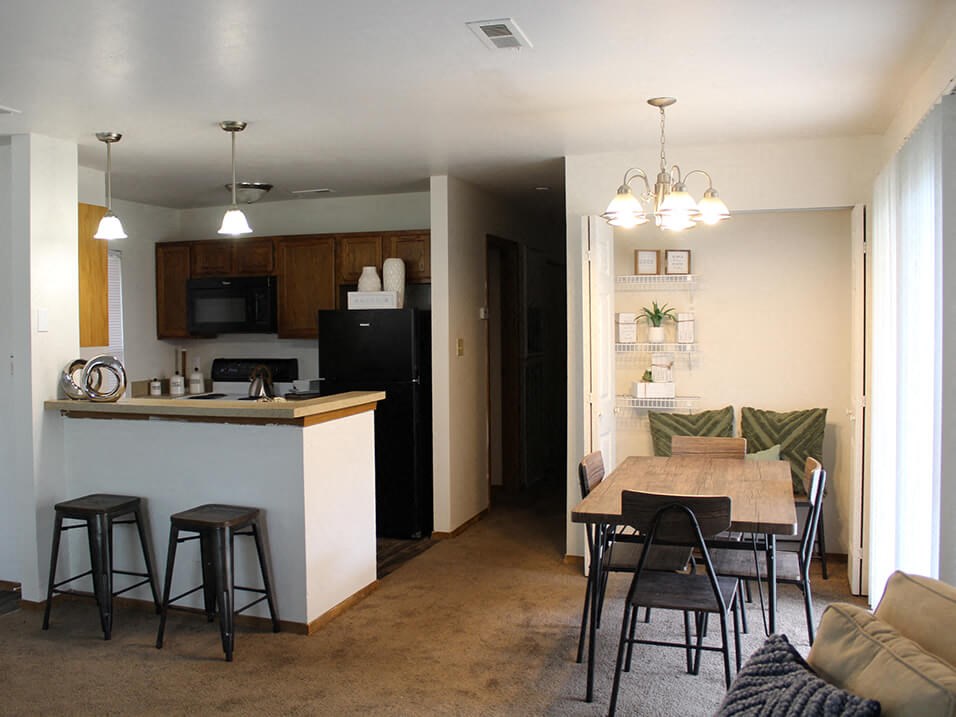 open kitchen and living room