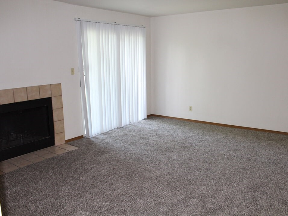 living room with a fireplace