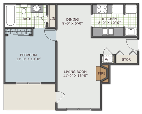 1 bedroom apartment floor plan